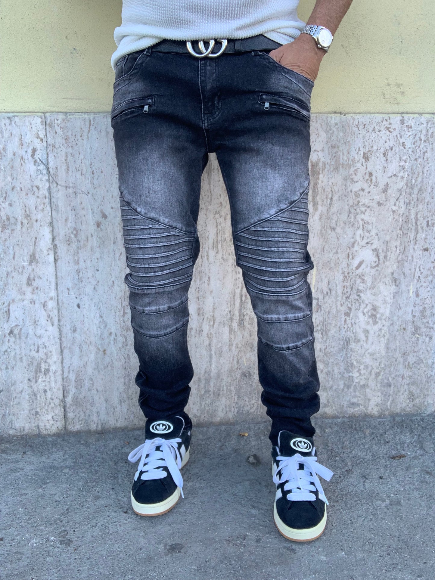 Biker Balmain wash Grey zip