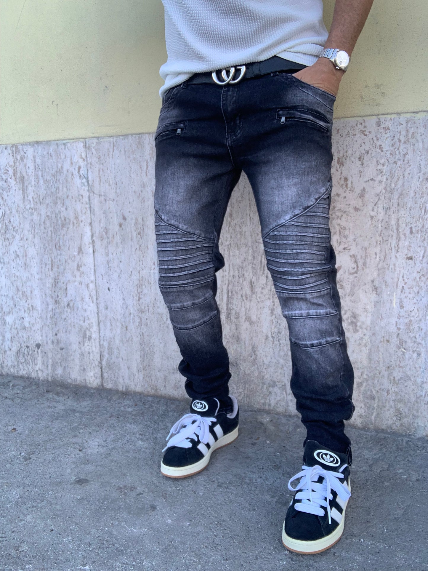 Biker Balmain wash Grey zip