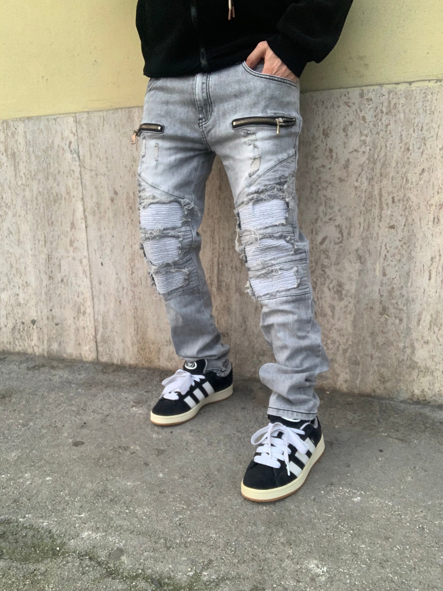 Biker Mood balmain destroy Grey