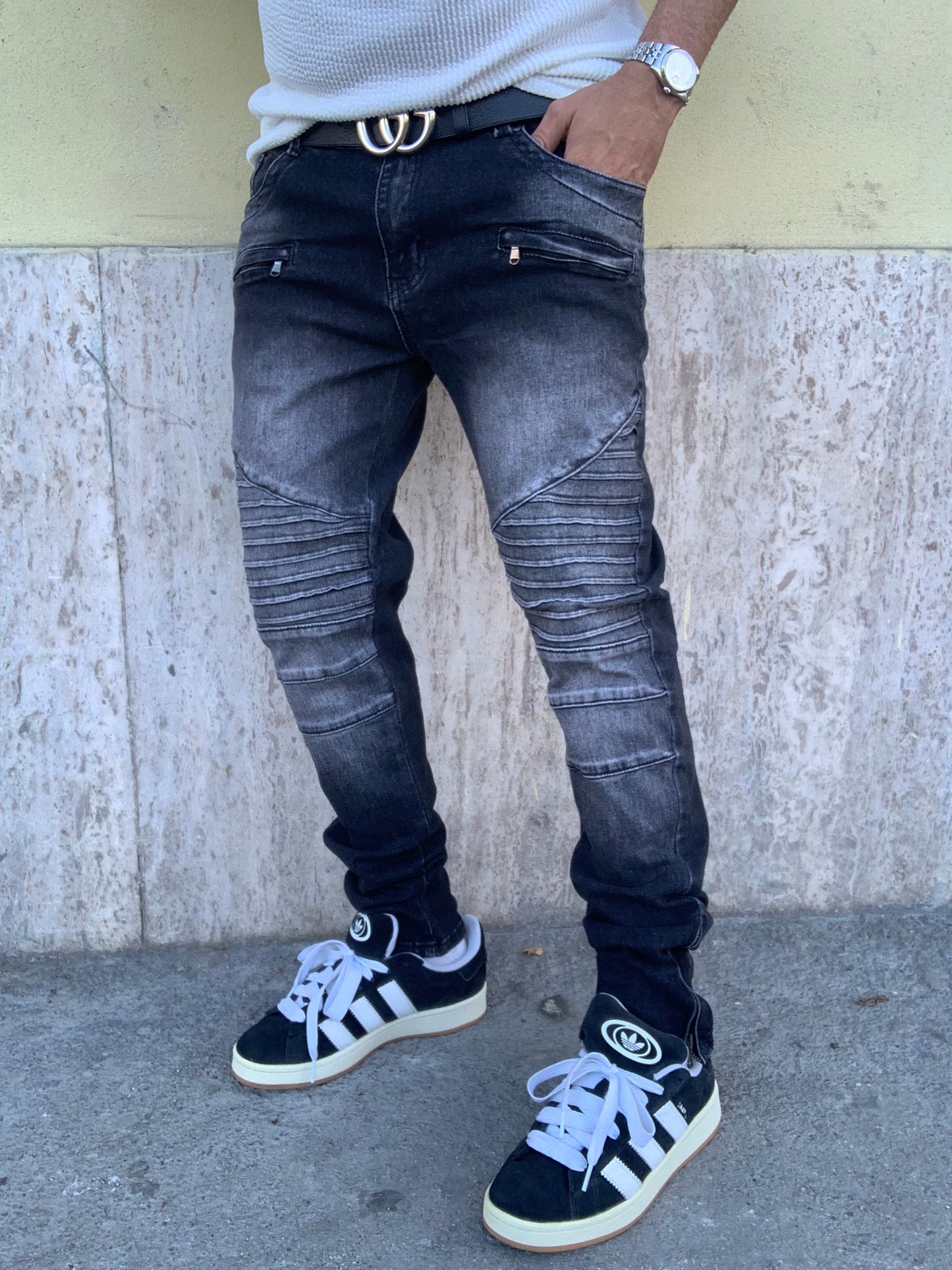 Biker Balmain wash Grey zip
