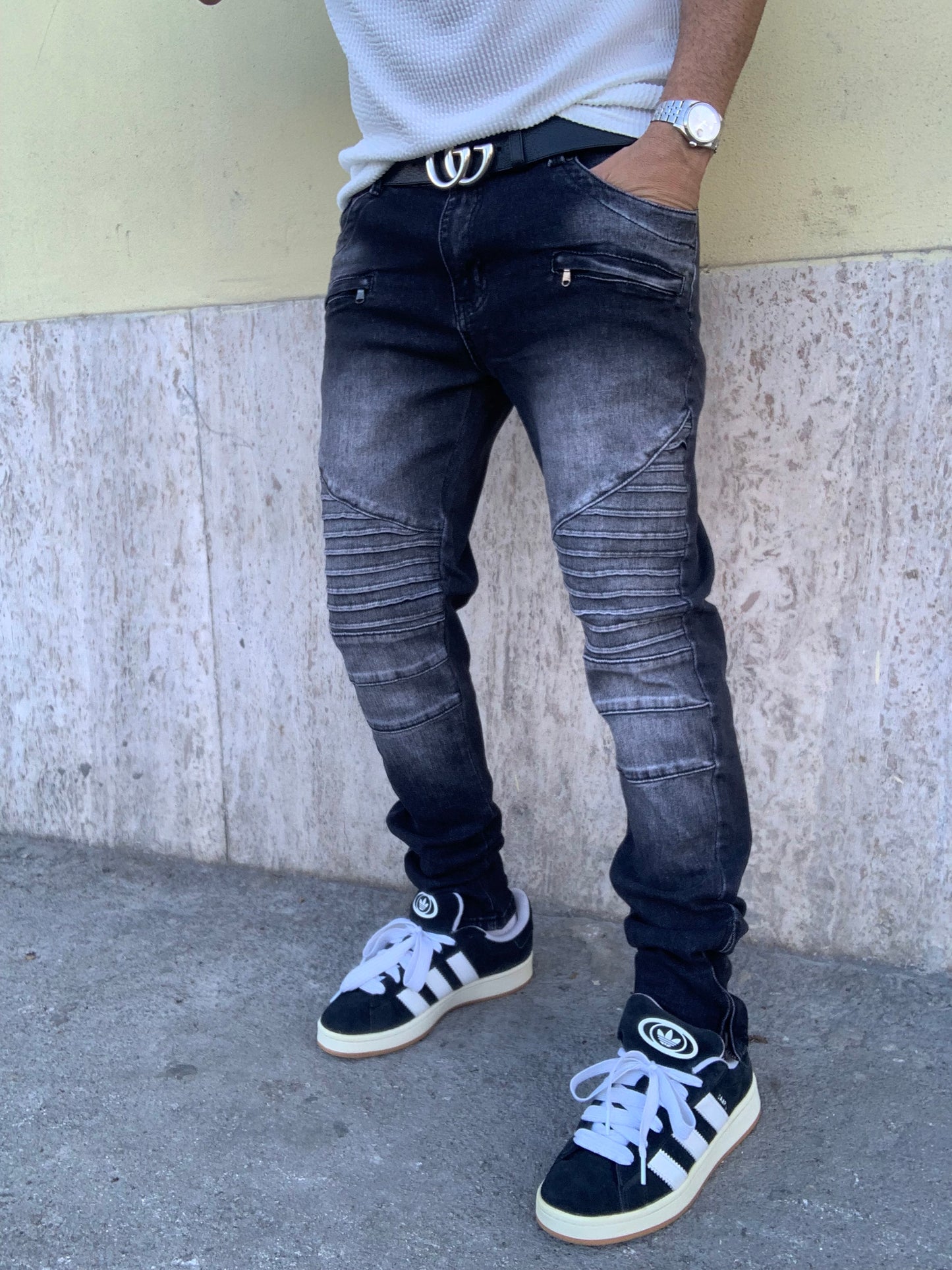 Biker Balmain wash Grey zip