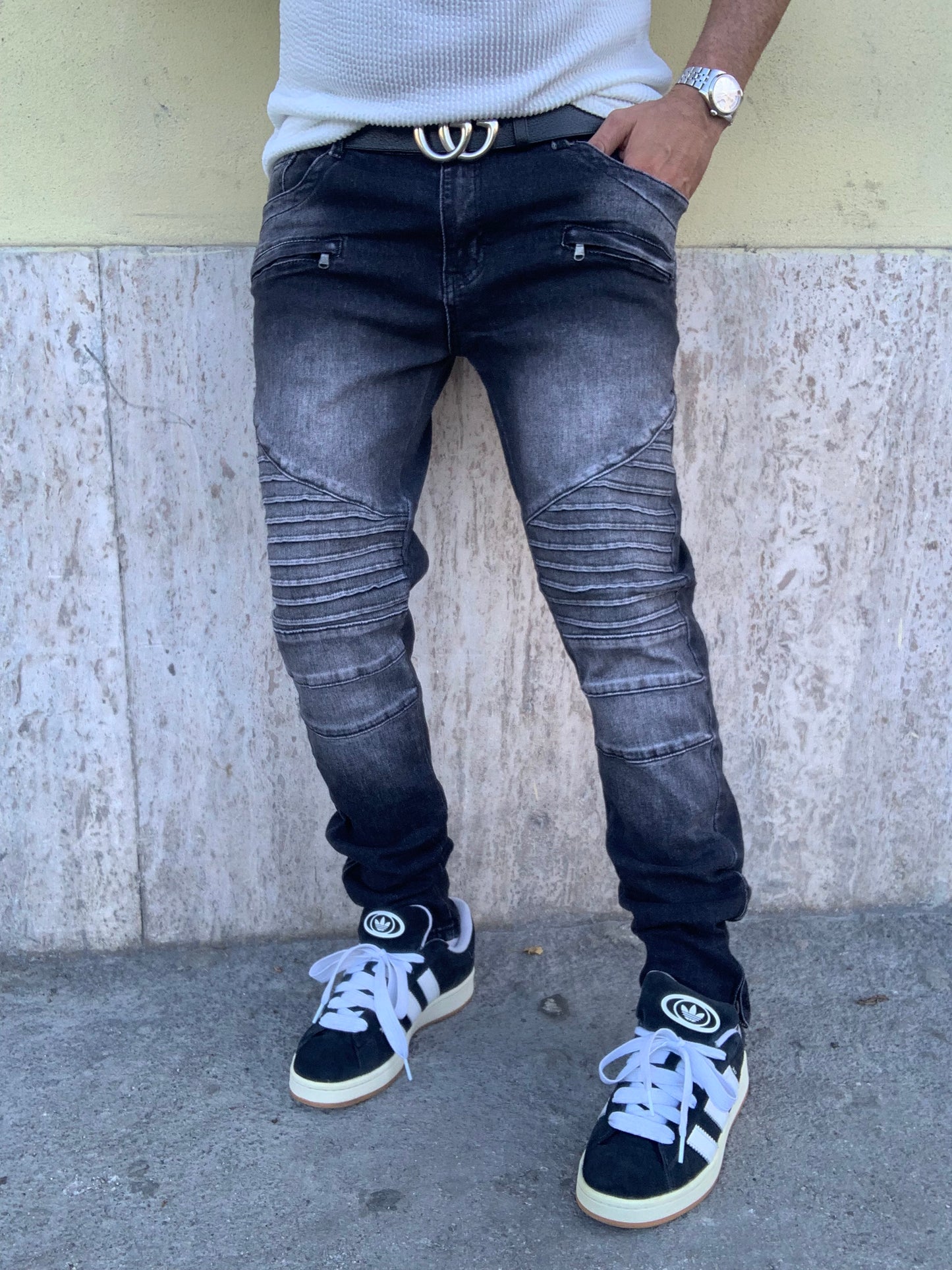 Biker Balmain wash Grey zip