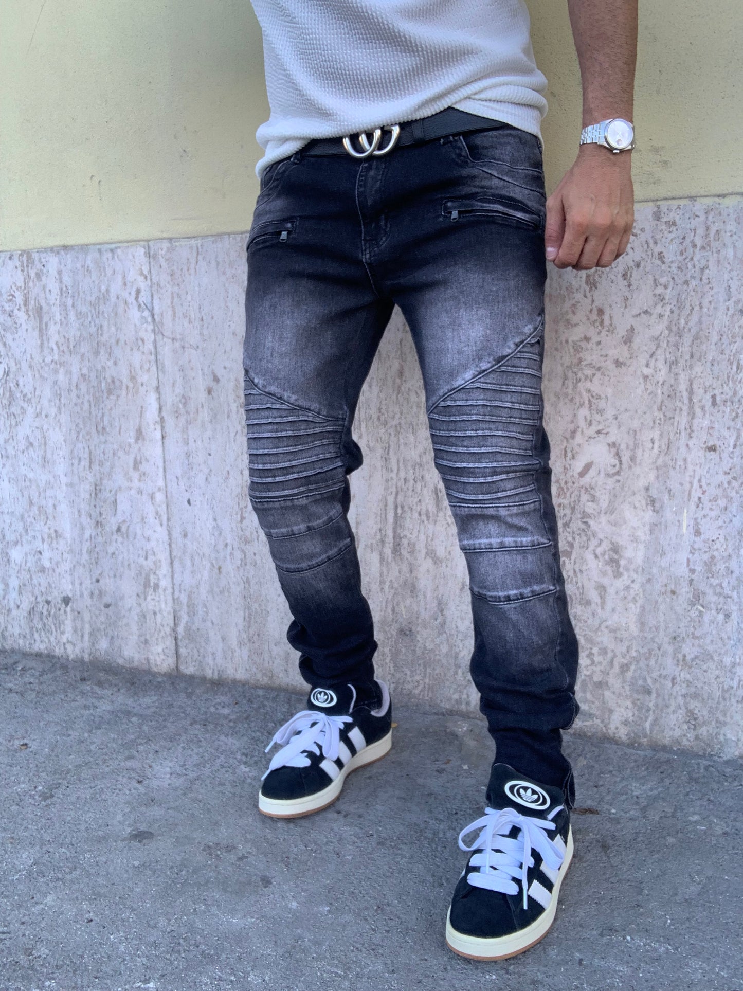 Biker Balmain wash Grey zip