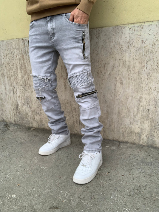 Biker Mood Balenciaga multizip Grey